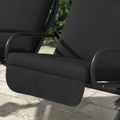 Outsunny Two-Seat Garden Swing Chair, with Protective Canopy - Black 