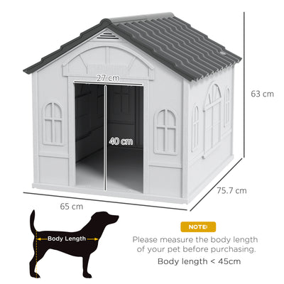 PawHut Plastic Weather-Resistant Dog House, for Indoors and Outdoors, Medium Dogs - Grey 