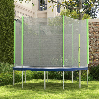 SPORTNOW 10ft Trampoline Net Replacement with 6 Plastic Pole Covers, Weather-Resistant Trampoline Netting Replacement with Zipped Entrance, Poles Not Included, Green 