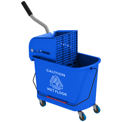 HOMCOM 20L Mop Bucket on Wheels, with Water Separation Panel - Blue 