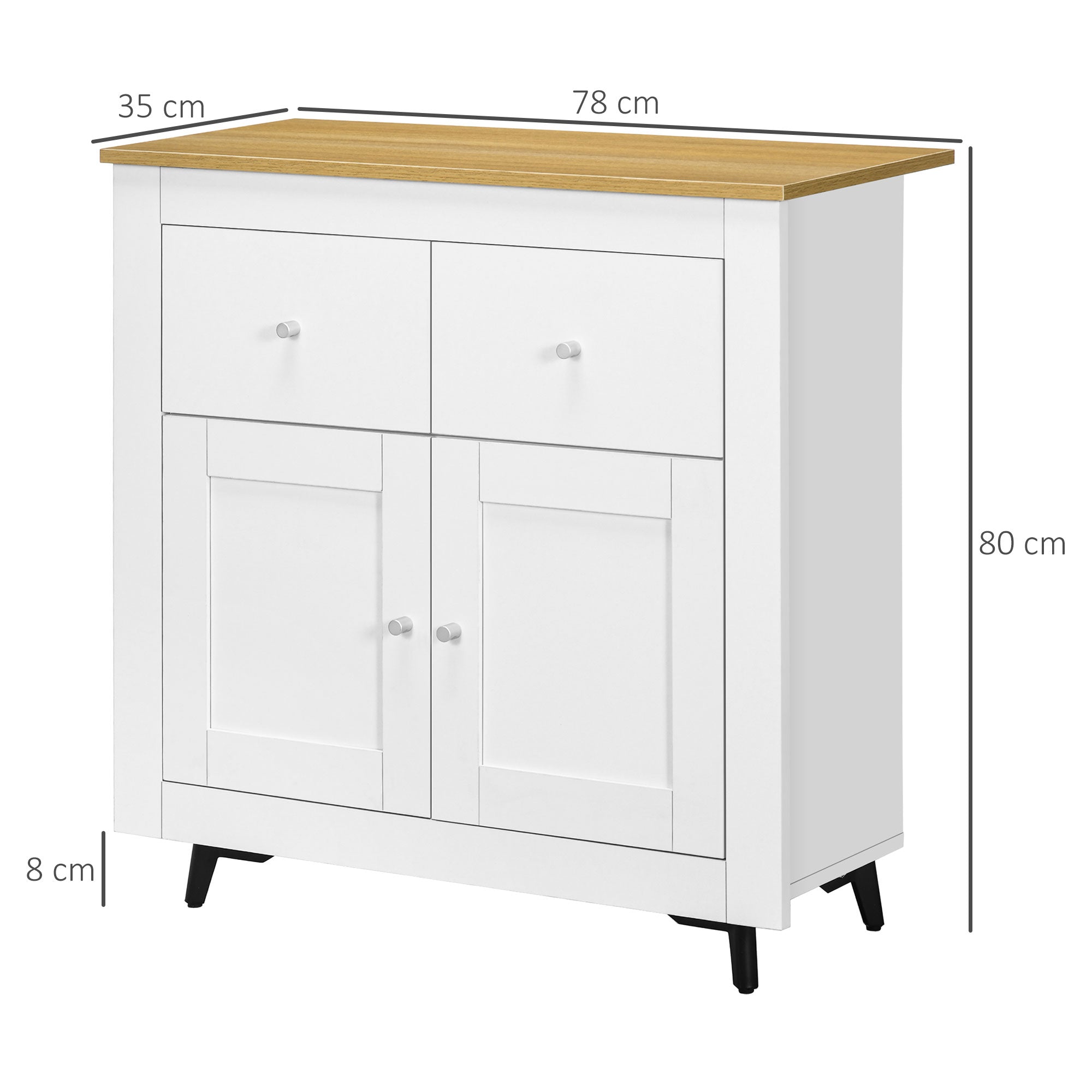 HOMCOM Sideboard Storage Cabinet, Modern Kitchen Cupboard with Double Doors and Drawers for Dining Room, Living Room and Entryway, White 