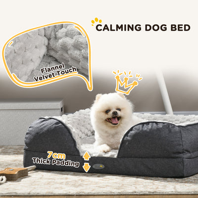 PawHut Calming Dog Bed Pet Mattress w/ Removable Cover, Anti-Slip Bottom, for Small Dogs, 70L x 50W x 18Hcm - Charcoal Grey 