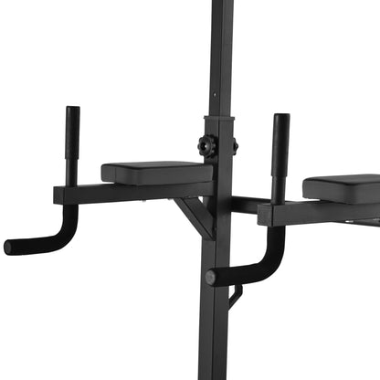 HOMCOM Pull Up Station with Adjustable Weight Bench, Dip Station and Barbell Rack, Multi-Function Power Tower Free Standing Pull Up Bar for Home Gym 