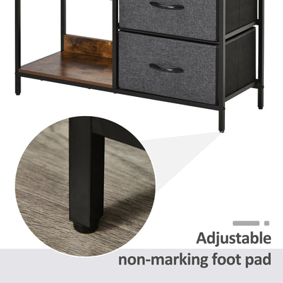HOMCOM Chest of Drawers Storage  Dresser Cabinet Organizer with 3 Fabric Drawers and 2 Display Shelves for Living Room, Bedroom, Hallway, Black 