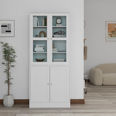 HOMCOM Double Storage Display Cabinet - White 