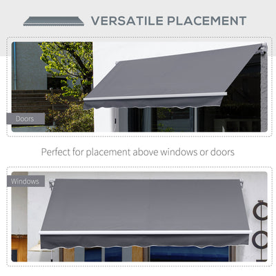 Outsunny 3 x 2.5m Manual Awning Canopy Sun Shade Shelter Retractable for Garden Grey 