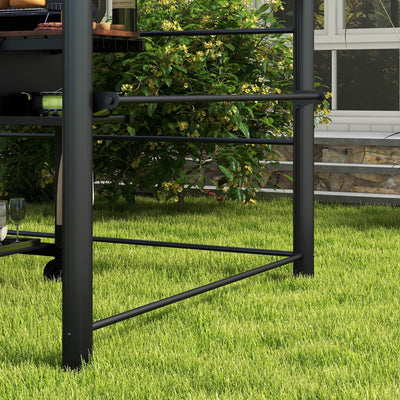Outsunny 2.4 x 1.5m Outdoor Grill Gazebo with Side Shelves, PC Board Roof, Dark Grey 