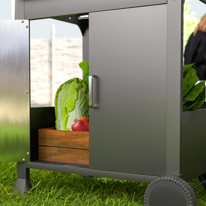 Outsunny 7.5kW Three-Burner Gas BBQ Grill, with See-Through Lid - Black 