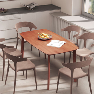 HOMCOM Pine Wood Rectangular Dining Table - Light Brown 