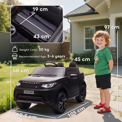 AIYAPLAY Land Rover Discovery Licensed 12V Kids Electric Car with Remote, 4 Wheel Suspension, Slow Start, Lights, Music, Black 