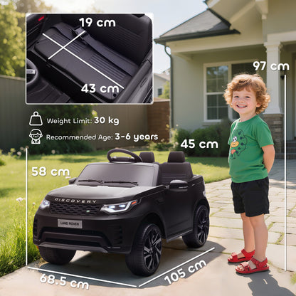 AIYAPLAY Land Rover Discovery Licensed 12V Kids Electric Car with Remote, 4 Wheel Suspension, Slow Start, Lights, Music, Black