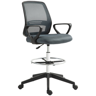 Vinsetto Ergonomic Mesh Back Drafting Chair Draughtsman Chair with Adjustable Height, Grey 