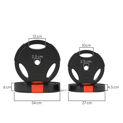 SPORTNOW Olympic Weight Plates Set, with Two 10kg and Two 5kg weights, Black 
