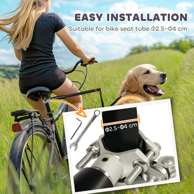 PawHut Dog Lead for Bicycle, Dog Leash for Cycling, Training, Jogging, Black 