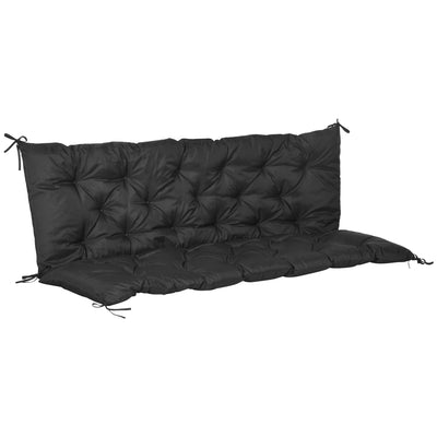 Outsunny 3 Seater Bench Cushion, Garden Chair Cushion with Back and Ties for Indoor and Outdoor Use, 98 x 150 cm, Black 