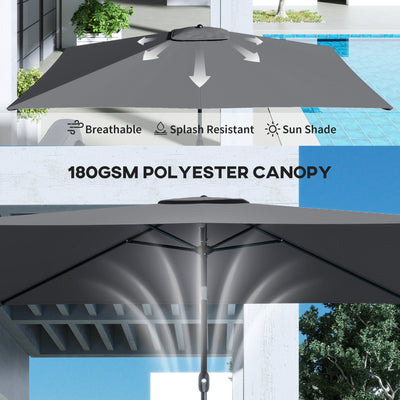 Outsunny Garden Parasol, Parasol Umbrella with Crank Handle, Tilt Function, Polyester Canopy, Dark Grey 