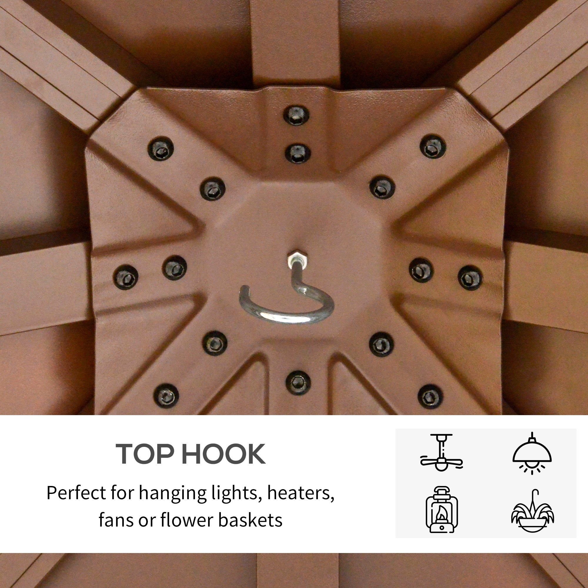 Outsunny 3x(3)M Outdoor Hardtop Gazebo Canopy with 2-Tier Roof and Solid Wood Frame, Outdoor Patio Shelter for Patio, Garden, Brown 