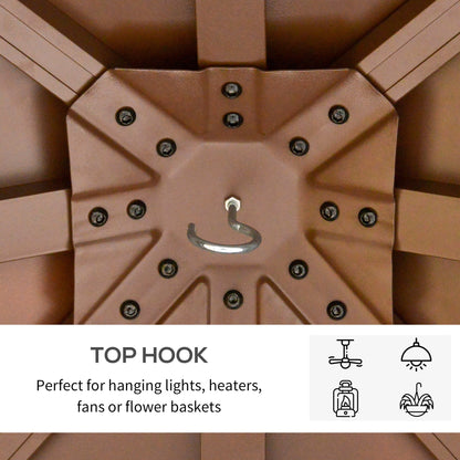 Outsunny 3x(3)M Outdoor Hardtop Gazebo Canopy with 2-Tier Roof and Solid Wood Frame, Outdoor Patio Shelter for Patio, Garden, Brown 