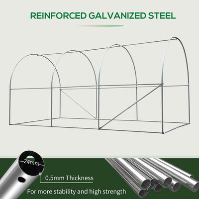 Outsunny 4 x 2 x 2 m Polytunnel Greenhouse with Roll-up Door and 6 Mesh Windows, Walk-in Garden Tunnel Warm House Tent with UV-resistant PE Cover and Galvanised Steel Frame, Green 