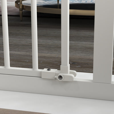 PawHut Metal 74-94cm Wide Adjustable Dog Gate White 