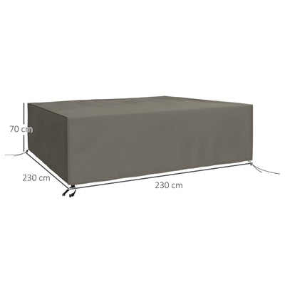 Outsunny Large Square Patio Garden Furniture Set Cover 600D Oxford Waterproof, 230 x 230 x 70cm, Grey 