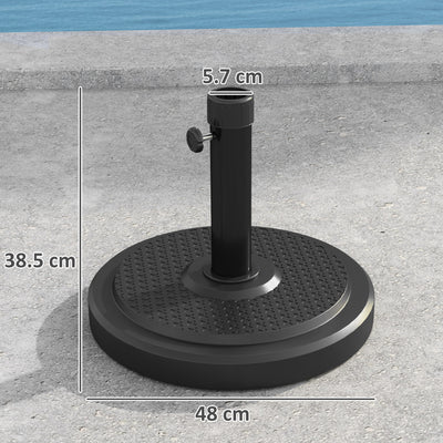 Outsunny 22kg Garden Parasol Base, Round HDPE Sun Umbrella Base, Heavy Duty Outdoor Umbrella Stand for 38mm or 48mm Outdoor Umbrella Poles, Black 