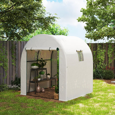 Outsunny 180 x 180cm Walk-In Polytunnel Greenhouse - White 