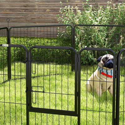 PawHut Steel 8 Panel Dog pen Pet Puppy PlayPen Black 