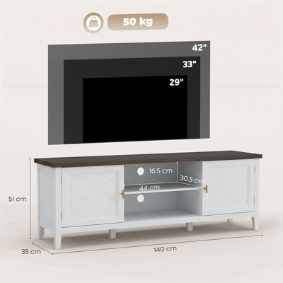 HOMCOM TV Unit for TVs up to 42 Inch, Farmhouse Entertainment Centre with 2 Open Shelves, 2 Cabinets and Thick Top