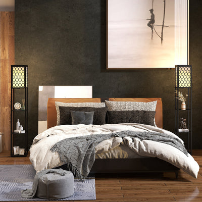 HOMCOM Three-Shelf Standing Lamps Set of 2 - Black 