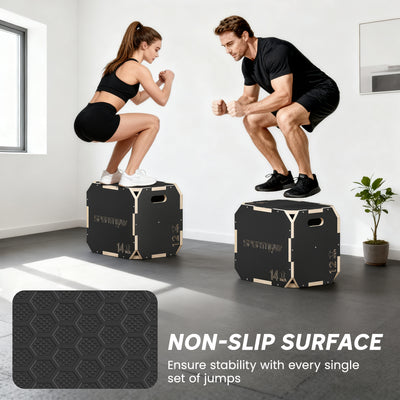 SPORTNOW Non-Slip Plyo Box, Corner-free Wooden Jump Box, 31 x 36 x 41 cm 