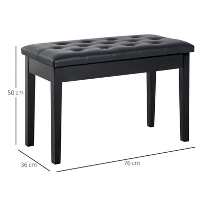 HOMCOM PU Leather Upholstered Piano Stool Makeup Stool Bench Dressing Table Seat with Storage 76x36x50cm, Black 