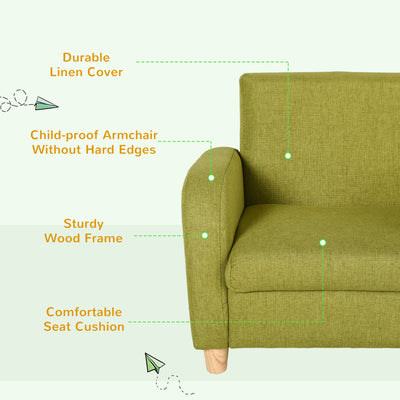 HOMCOM Children Armchair Mini Sofa Wood Frame Anti-Slip Legs High Back 
