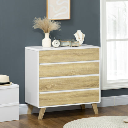 HOMCOM Chest of Four Drawers - Wood-Effect/White 
