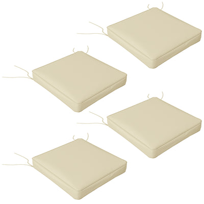 Outsunny 4-Piece Seat Cushions Pillow Replacement, Patio Chair Cushions Set with Ties for Indoor Outdoor, Beige 
