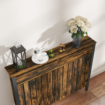 HOMCOM 93 x 119cm Rustic-Look Radiator Cover - Brown/Black 