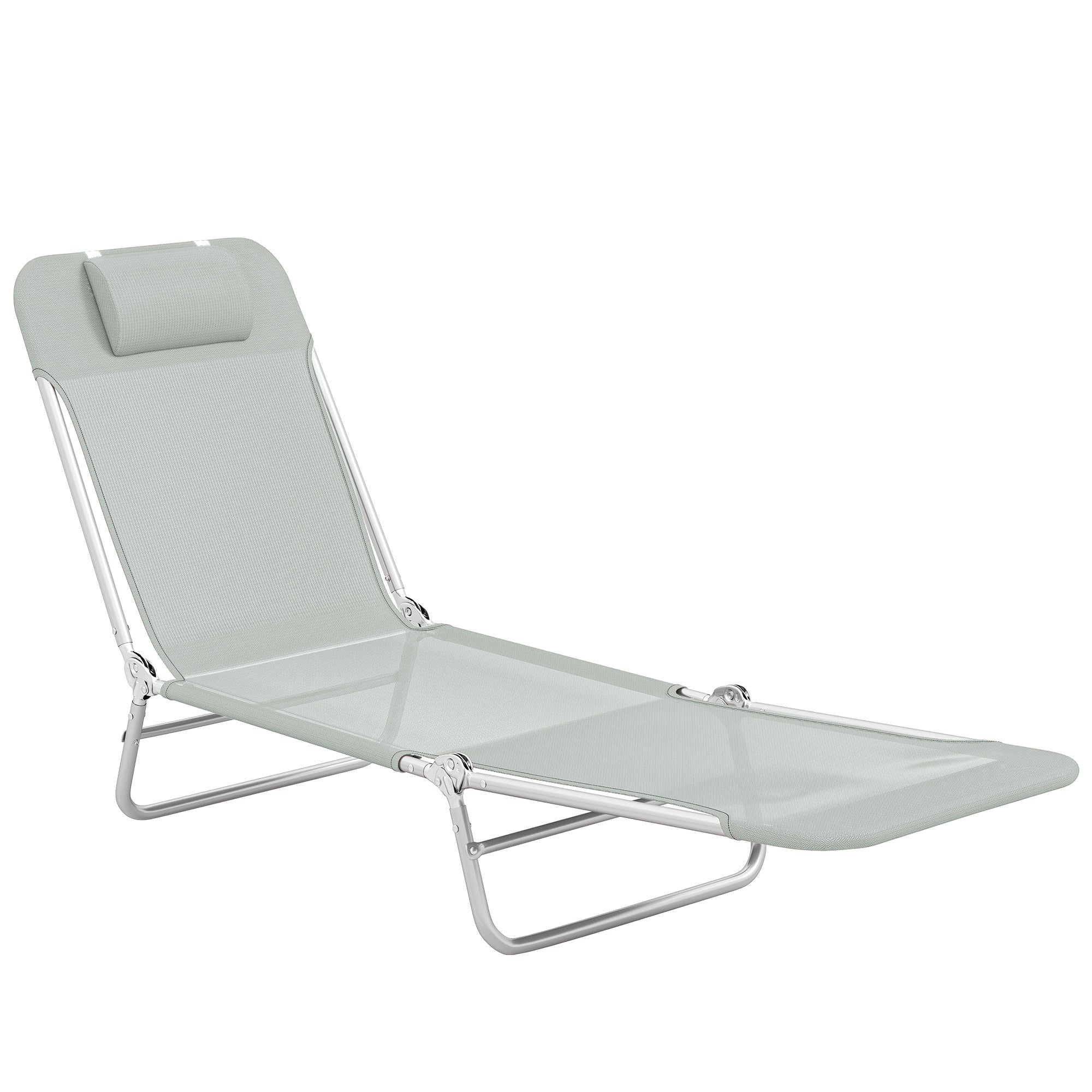 Outsunny Steel Frame Sun Lounger, with Reclining Back - Light Grey 