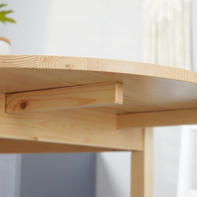 HOMCOM 4-6 Person Wooden Drop-Leaf Table - Natural Finish 