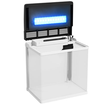 PawHut 13L Glass Aquarium Fish Tank with Filter, LED Lighting, for Betta, Guppy, Mini Parrot Fish, Shrimp, 29 x 20 x 30.5cm 