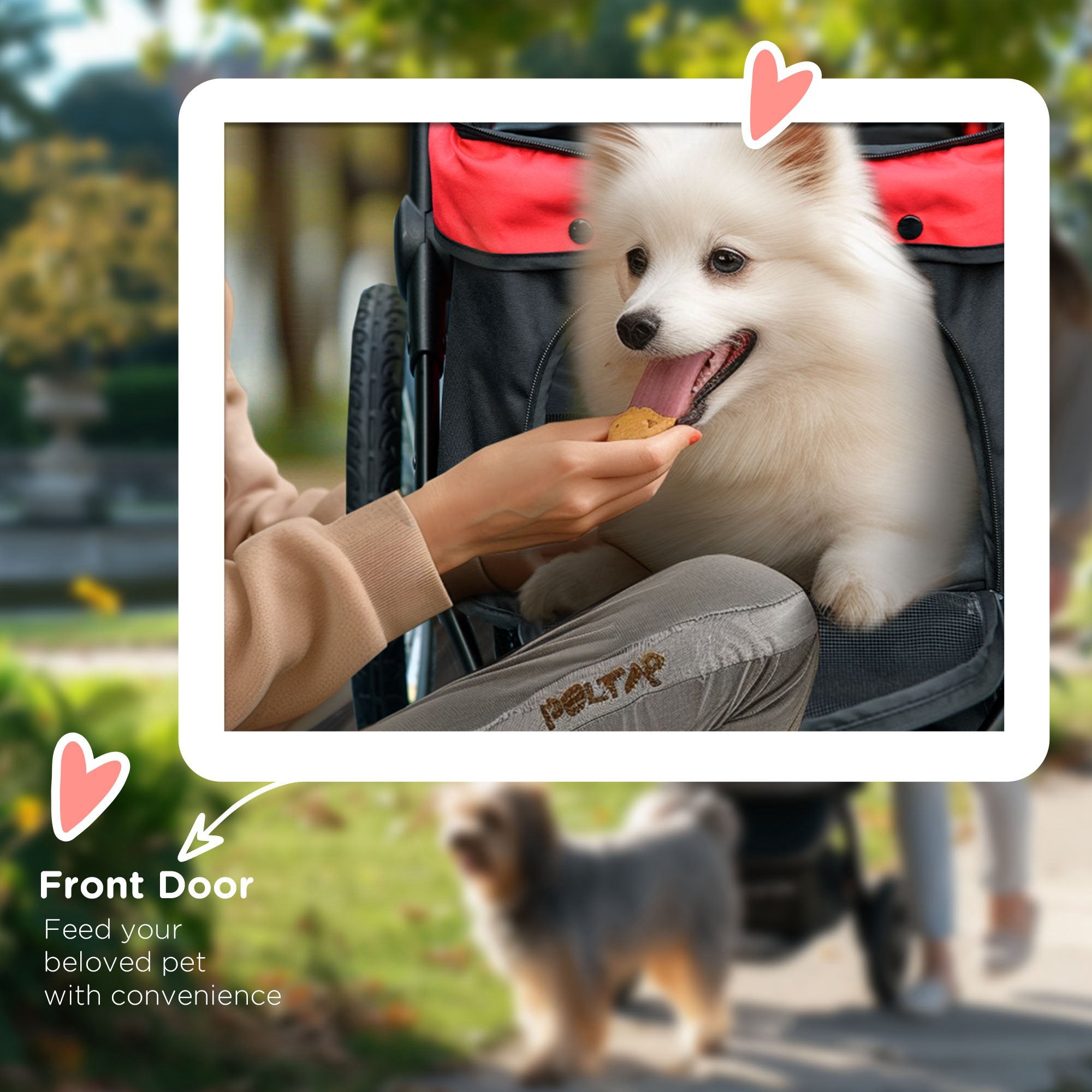 PawHut Foldable Pet Stroller with Three Wheels, for Small, Medium Dogs, Red 