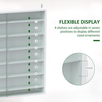 HOMCOM Six Shelf Display Cabinet, with Glass Doors - White 
