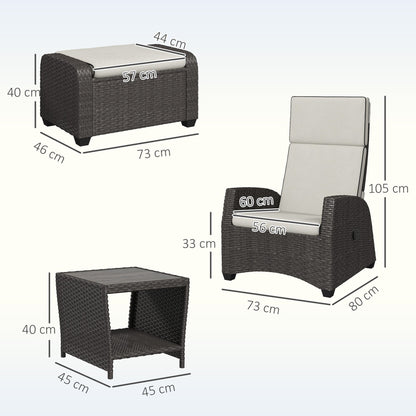 Outsunny 5-Piece Rattan Garden Furniture Set with Cushions - Brown 