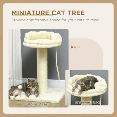 PawHut Cat Tree, with Sisal Wrapped Scratching Post - Cream 