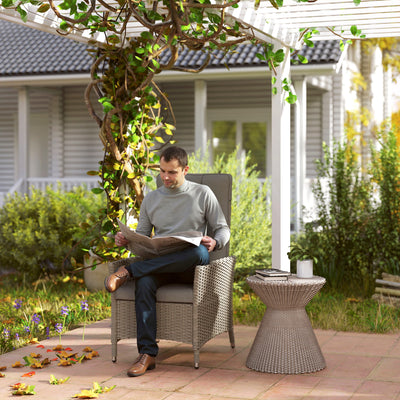 Outsunny 105°-150° Reclining Rattan Chair - Grey 