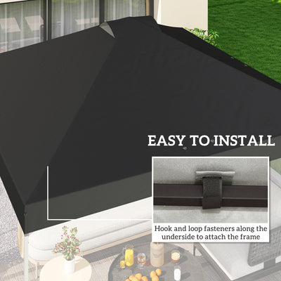 Outsunny gazebo roof replacement UV50+ Waterproof Pop Up Canopy Cover with 8 Drainage Holes 3 x 3 m Black 