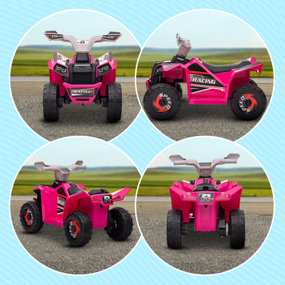 HOMCOM 6V Quad Bike with Wear-Resistant Wheels, Forward Backward Function, for Ages 18-36 Months, Pink 
