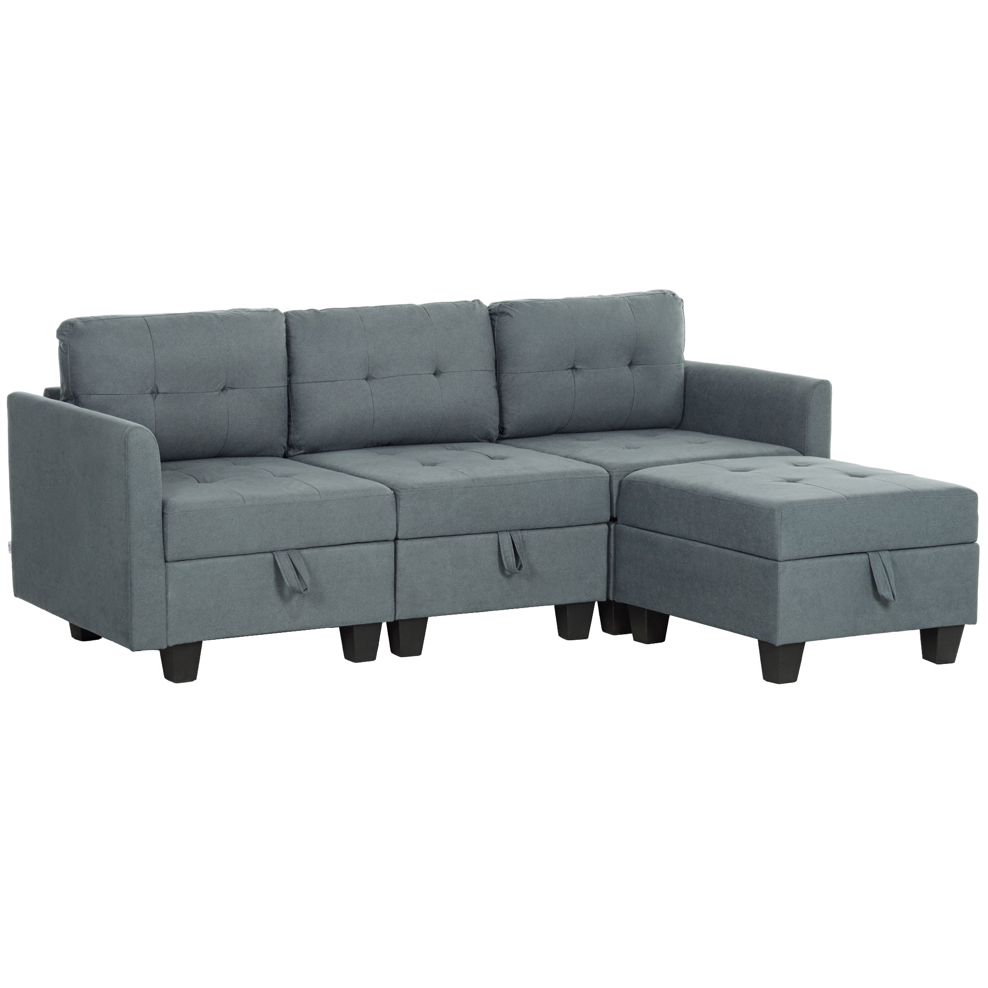 HOMCOM 'L' Shape Modular Sofa, with Storage - Dark Grey 