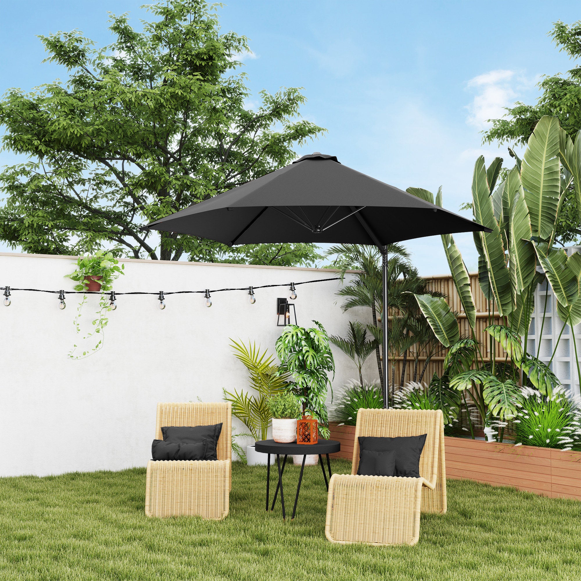Outsunny 2.5m Rotating Cantilever Parasol - Black 