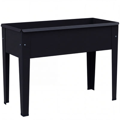 Outsunny Raised Planter, Metal Raised Garden Bed on Legs with Drainage Hole and Foot Covers, Black 