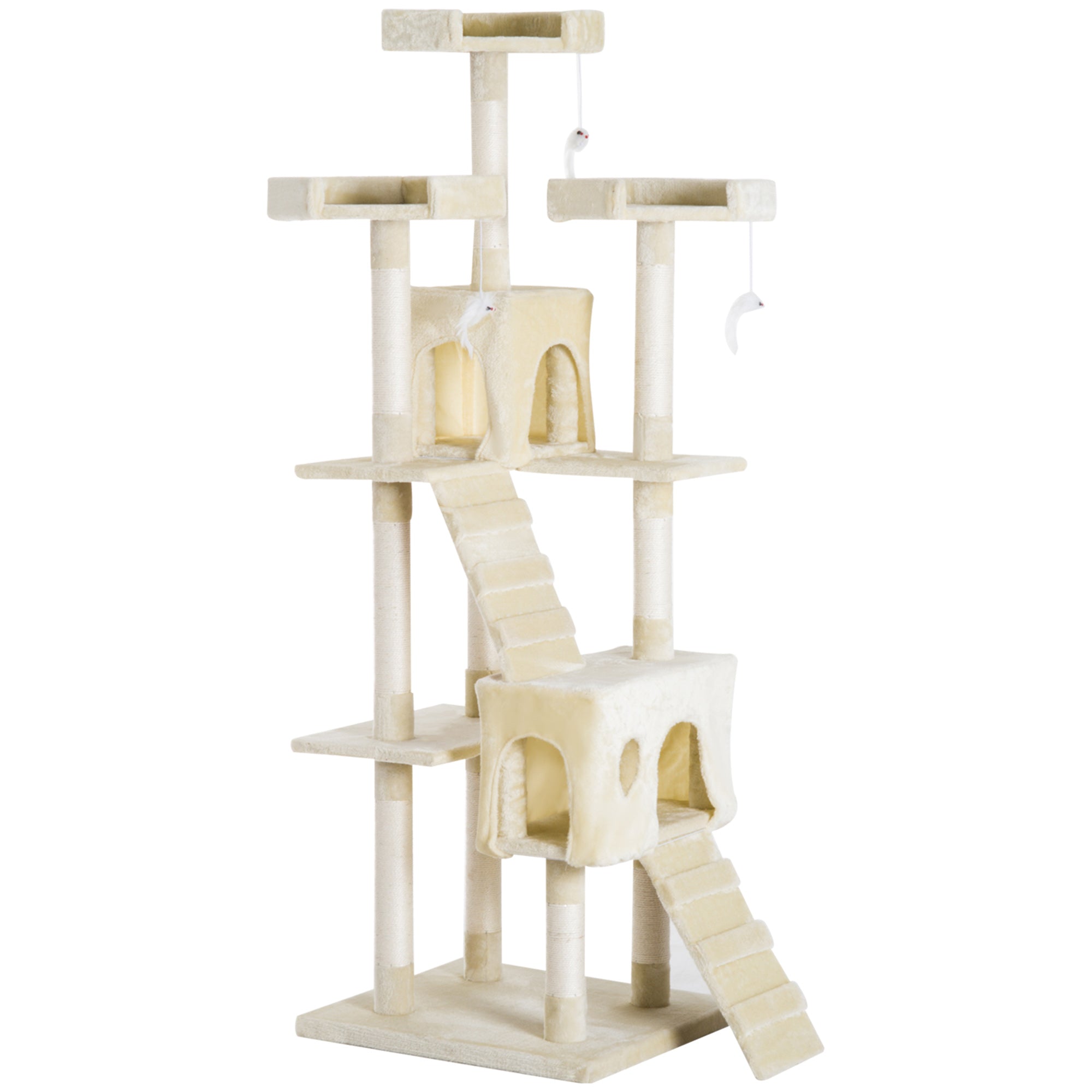 PawHut Cat Tree for Indoor Cats Play Tower Activity Center Kitten Scratch Post Climbing Tower 181 cm 